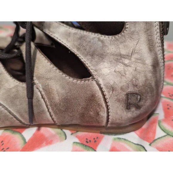 NWOB Roan Leather Lace-Up Gladiator Sandals With Back Zipper - Womens 6.5 - Taup - Picture 4 of 7